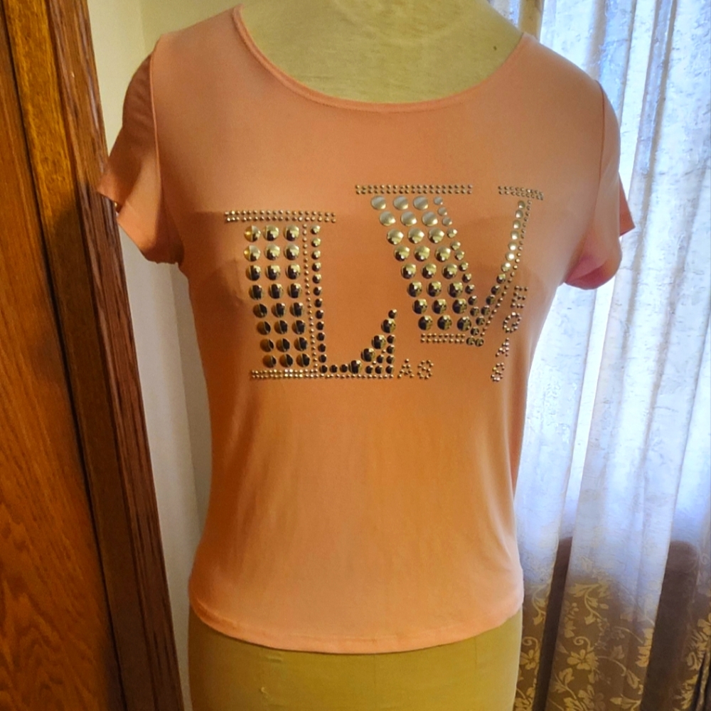 Studded Peach Women's Top,with Studs,